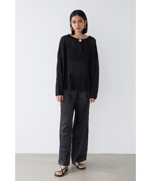 ALEXIA STAM(アリシアスタン)の「Shell Button Long Sleeve Knit Top /ギマニットトップス(ニット/セーター・レディース・グレー/アイボリー/ブラック・FREE)」の15枚目の写真