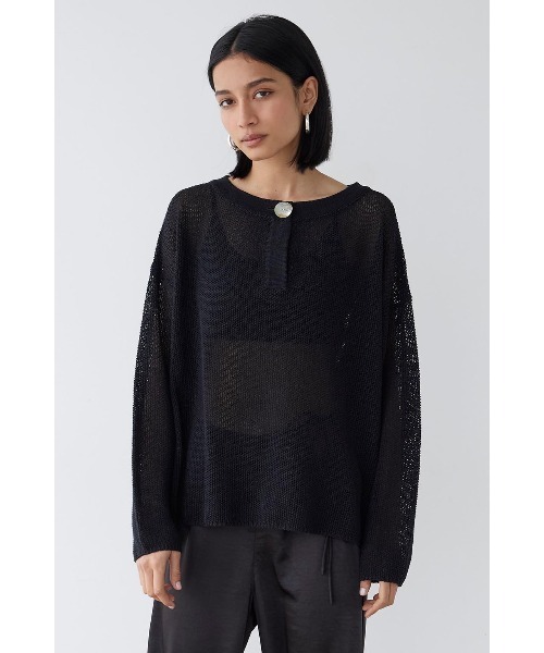 ALEXIA STAM(アリシアスタン)の「Shell Button Long Sleeve Knit Top /ギマニットトップス(ニット/セーター・レディース・グレー/アイボリー/ブラック・FREE)」の16枚目の写真