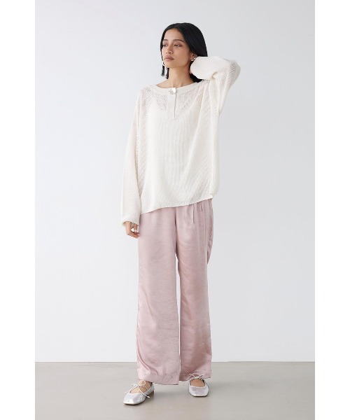 ALEXIA STAM(アリシアスタン)の「Shell Button Long Sleeve Knit Top /ギマニットトップス(ニット/セーター・レディース・グレー/アイボリー/ブラック・FREE)」の4枚目の写真