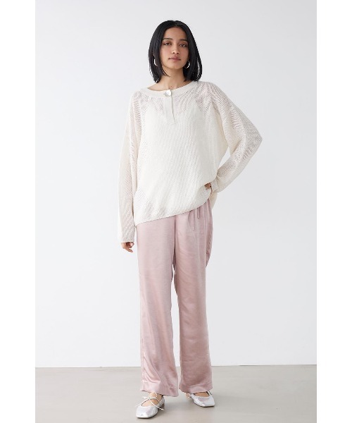 ALEXIA STAM(アリシアスタン)の「Shell Button Long Sleeve Knit Top /ギマニットトップス(ニット/セーター・レディース・グレー/アイボリー/ブラック・FREE)」の6枚目の写真