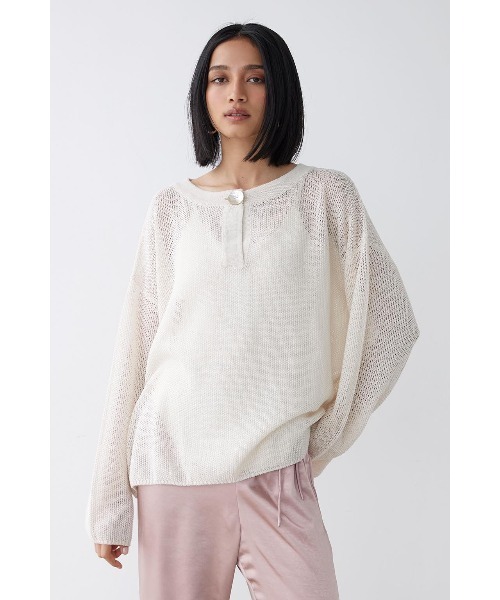 ALEXIA STAM(アリシアスタン)の「Shell Button Long Sleeve Knit Top /ギマニットトップス(ニット/セーター・レディース・グレー/アイボリー/ブラック・FREE)」の11枚目の写真