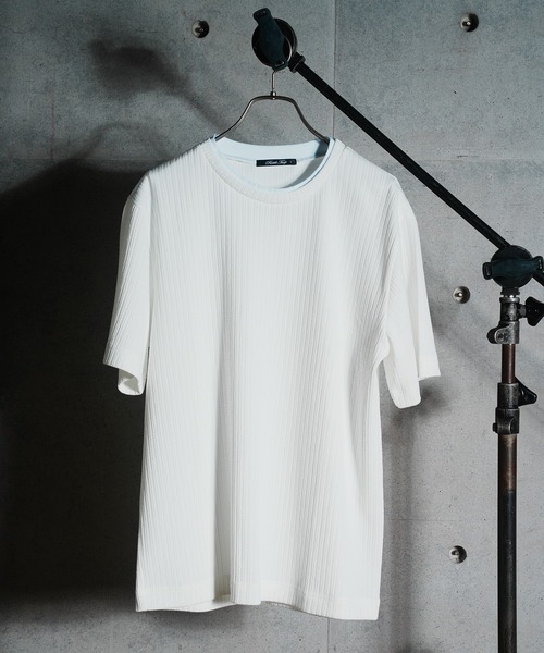 RATTLE TRAP(ラトルトラップ)の「ケーブルストライプジャガードTシャツ(Tシャツ/カットソー・メンズ・ブラック/ブルー/ホワイト・M/LL/L)」の9枚目の写真