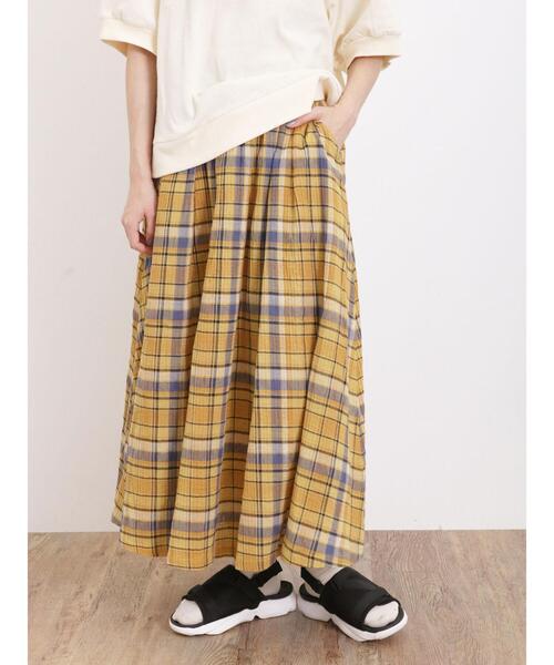 Samansa Mos2（サマンサ モスモス）の「柄アソートギャザースカート（スカート・レディース・イエロー/チャコールグレー/オフホワイト/ネイビー・F）」の4枚目の写真