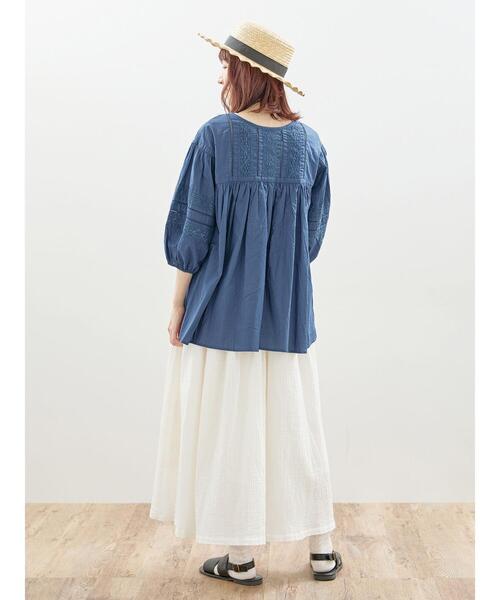 Samansa Mos2（サマンサ モスモス）の「柄アソートギャザースカート（スカート・レディース・イエロー/チャコールグレー/オフホワイト/ネイビー・F）」の9枚目の写真