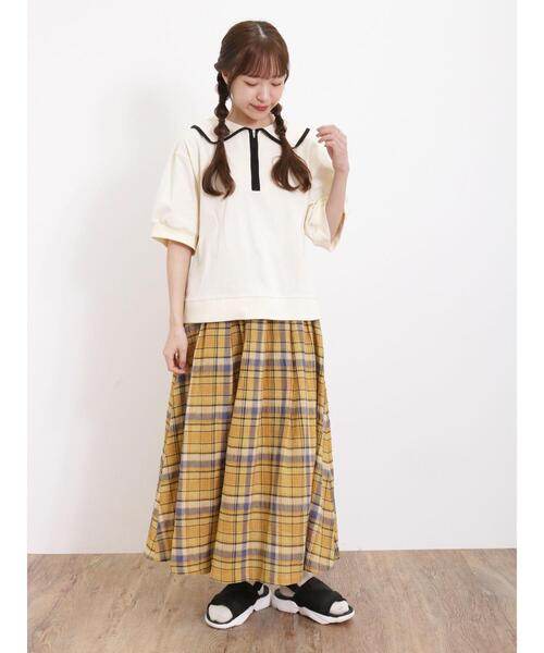 Samansa Mos2（サマンサ モスモス）の「柄アソートギャザースカート（スカート・レディース・イエロー/チャコールグレー/オフホワイト/ネイビー・F）」の13枚目の写真