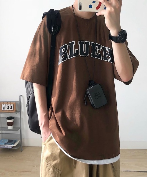 Anchor Smith(アンカー スミス)の「ビッグシルエット アーチロゴプリント 半袖Tシャツ(Tシャツ/カットソー・メンズ・ブラウン/グレー系1/グレー/ホワイト/ホワイト系1/ブラック系1・L/XL/M)」の6枚目の写真