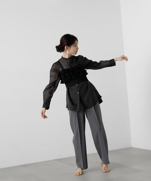 N.（N. Natural Beauty Basic）（エヌエヌナチュラルビューティーベーシック）の「◆フリルビスチェトップ（ベスト・レディース・ブラック/レッド・MEDIUM）」の6枚目の写真