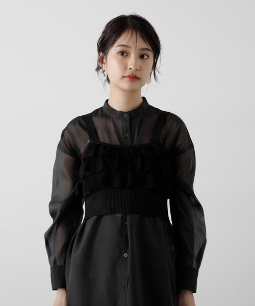 N.（N. Natural Beauty Basic）（エヌエヌナチュラルビューティーベーシック）の「◆フリルビスチェトップ（ベスト・レディース・ブラック/レッド・MEDIUM）」の10枚目の写真