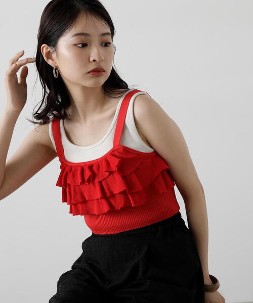 N.（N. Natural Beauty Basic）（エヌエヌナチュラルビューティーベーシック）の「◆フリルビスチェトップ（ベスト・レディース・ブラック/レッド・MEDIUM）」の18枚目の写真