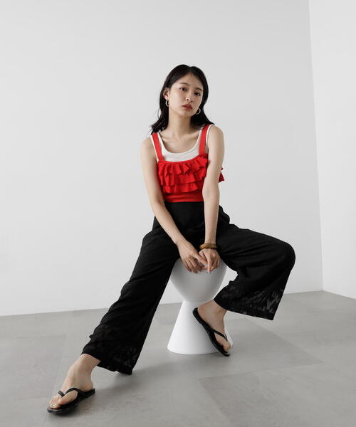 N.（N. Natural Beauty Basic）（エヌエヌナチュラルビューティーベーシック）の「◆フリルビスチェトップ（ベスト・レディース・ブラック/レッド・MEDIUM）」の20枚目の写真