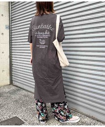 anap mimpi | 刺繍 メッセージ ユッタリ スラブ 半袖 Tシャツ ワンピース(ワンピース)