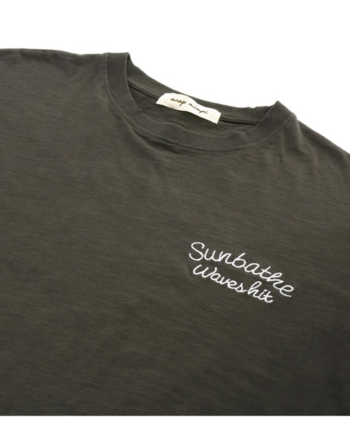 anap mimpi（アナップミンピ）の「刺繍 メッセージ ユッタリ スラブ 半袖 Tシャツ ワンピース（ワンピース・レディース・ダークグレー/ベージュ・FREE）」の15枚目の写真