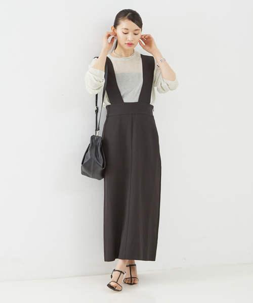 Rouge vif（ルージュヴィフ）の「【一部店舗限定】ストレッチサスペンダージャンパースカート（スカート・レディース・キャメル/ブラック・38/36）」の22枚目の写真