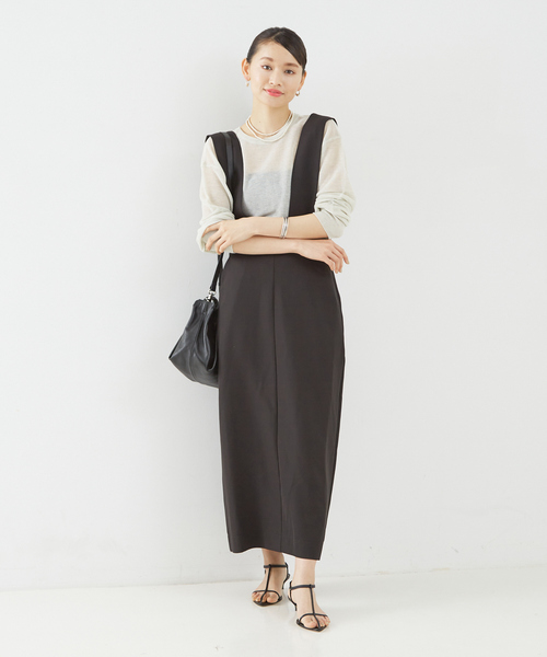 Rouge vif（ルージュヴィフ）の「【一部店舗限定】ストレッチサスペンダージャンパースカート（スカート・レディース・キャメル/ブラック・38/36）」の17枚目の写真