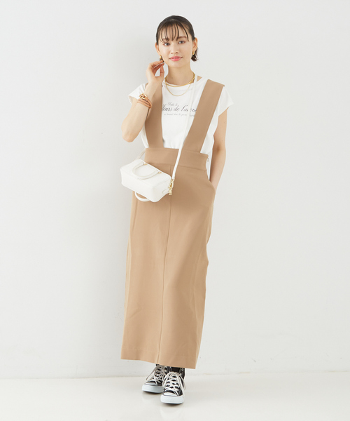 Rouge vif（ルージュヴィフ）の「【一部店舗限定】ストレッチサスペンダージャンパースカート（スカート・レディース・キャメル/ブラック・38/36）」の20枚目の写真