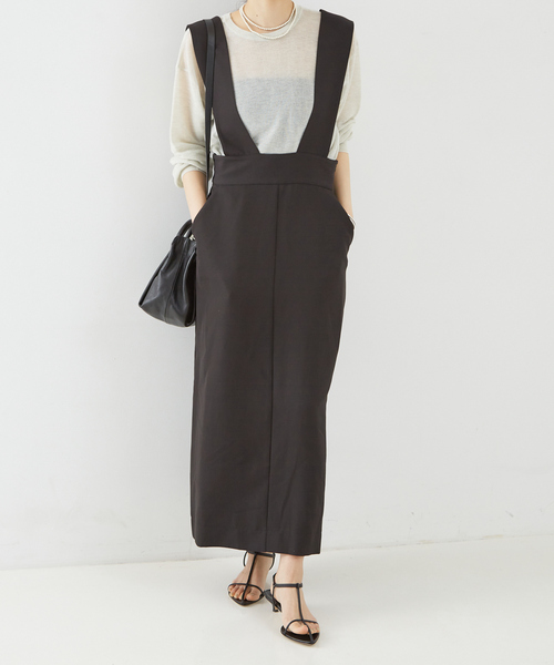 Rouge vif（ルージュヴィフ）の「【一部店舗限定】ストレッチサスペンダージャンパースカート（スカート・レディース・キャメル/ブラック・38/36）」の11枚目の写真