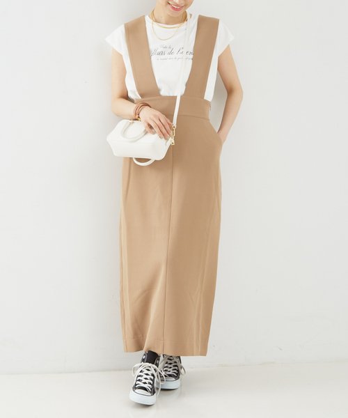 Rouge vif（ルージュヴィフ）の「【一部店舗限定】ストレッチサスペンダージャンパースカート（スカート・レディース・キャメル/ブラック・38/36）」の13枚目の写真