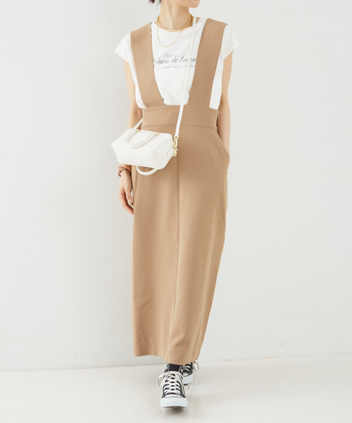 Rouge vif（ルージュヴィフ）の「【一部店舗限定】ストレッチサスペンダージャンパースカート（スカート・レディース・キャメル/ブラック・38/36）」の14枚目の写真