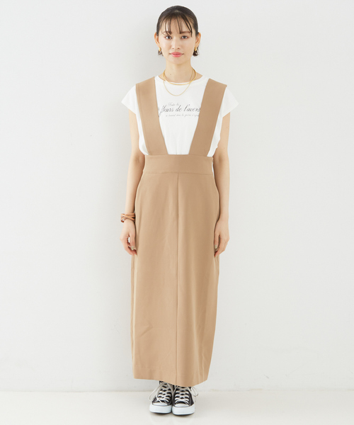 Rouge vif（ルージュヴィフ）の「【一部店舗限定】ストレッチサスペンダージャンパースカート（スカート・レディース・キャメル/ブラック・38/36）」の15枚目の写真