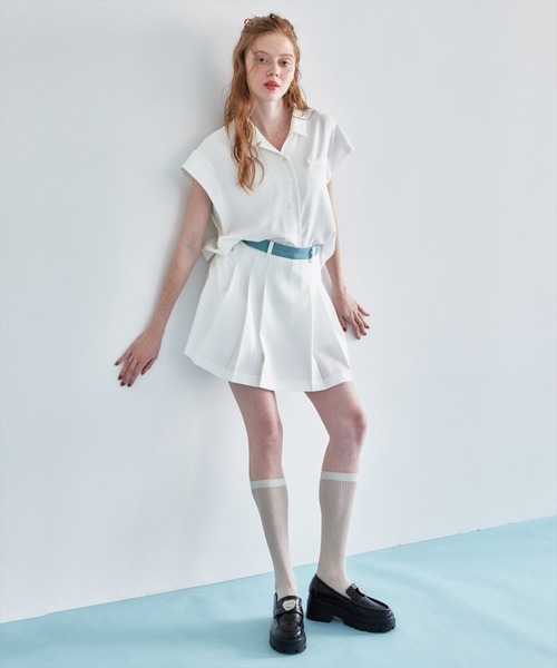 REDYAZEL（レディアゼル）の「【セットアップ着用可能】キャップスリーブオープンカラーシャツ（シャツ/ブラウス・レディース・ミント/グレー/オフホワイト・FREE）」の11枚目の写真