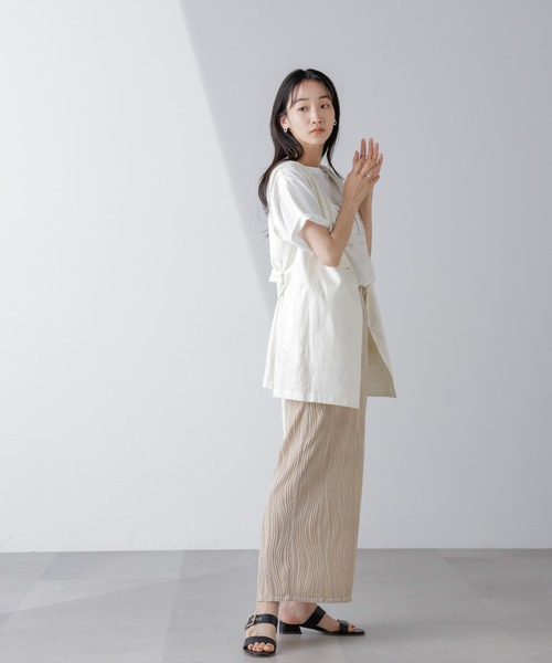 NANO universe(ナノユニバース)の「ウェーブリップルナロースカート(セットアップ可)(スカート・レディース・ライム/チャコール/ベージュ・FREE)」の15枚目の写真