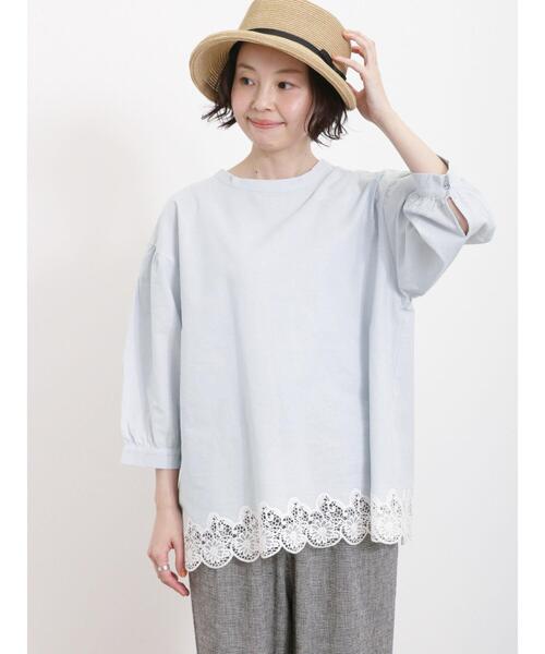 Samansa Mos2(サマンサ モスモス)の「裾レース前後2WAYブラウス(シャツ/ブラウス・レディース・キナリ/グリーン/チャコールグレー/ベージュ/ブルー・F)」の5枚目の写真