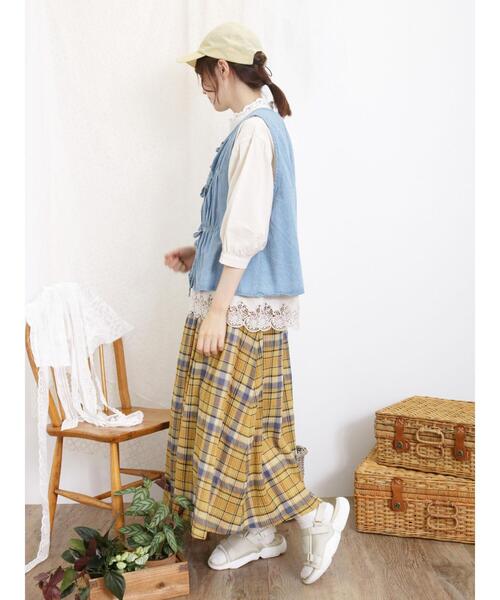 Samansa Mos2(サマンサ モスモス)の「裾レース前後2WAYブラウス(シャツ/ブラウス・レディース・キナリ/グリーン/チャコールグレー/ベージュ/ブルー・F)」の13枚目の写真