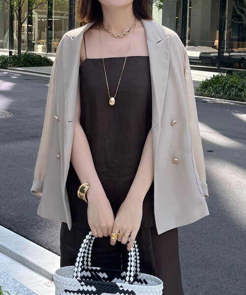 DouDou（ドゥドゥ）の「リネンキャミ（キャミソール・レディース・ベージュ/ブラウン・FREE）」の2枚目の写真