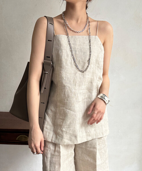 DouDou（ドゥドゥ）の「リネンキャミ（キャミソール・レディース・ベージュ/ブラウン・FREE）」の13枚目の写真
