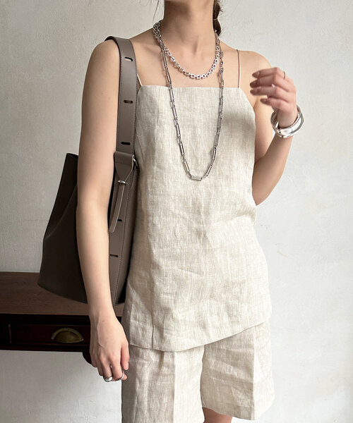DouDou（ドゥドゥ）の「リネンキャミ（キャミソール・レディース・ベージュ/ブラウン・FREE）」の14枚目の写真