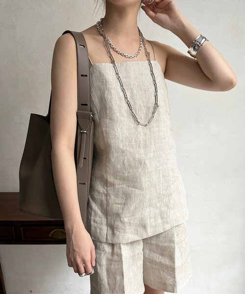 DouDou（ドゥドゥ）の「リネンキャミ（キャミソール・レディース・ベージュ/ブラウン・FREE）」の15枚目の写真
