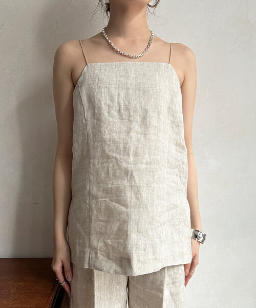 DouDou（ドゥドゥ）の「リネンキャミ（キャミソール・レディース・ベージュ/ブラウン・FREE）」の5枚目の写真