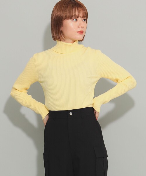 Ray BEAMS（レイビームス）の「14G リブ タートル ニット（ニット/セーター・レディース・ブラック/ピンク/ブルー/オフホワイト/イエロー/レッド・ONE SIZE）」の11枚目の写真