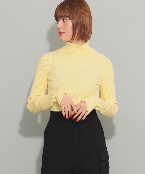 Ray BEAMS（レイビームス）の「14G リブ タートル ニット（ニット/セーター・レディース・ブラック/ピンク/ブルー/オフホワイト/イエロー/レッド・ONE SIZE）」の12枚目の写真