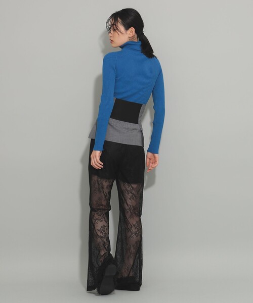 Ray BEAMS（レイビームス）の「14G リブ タートル ニット（ニット/セーター・レディース・ブラック/ピンク/ブルー/オフホワイト/イエロー/レッド・ONE SIZE）」の14枚目の写真