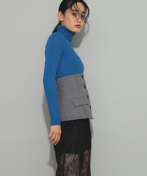 Ray BEAMS（レイビームス）の「14G リブ タートル ニット（ニット/セーター・レディース・ブラック/ピンク/ブルー/オフホワイト/イエロー/レッド・ONE SIZE）」の16枚目の写真