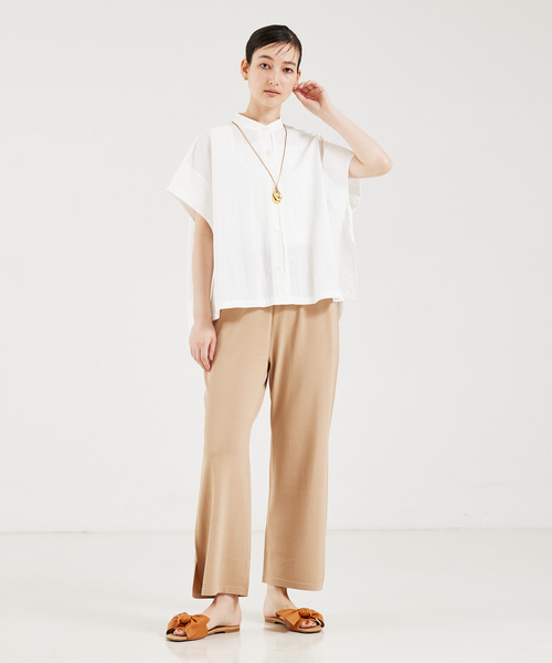 qualite（カリテ）の「ドルマンデザインシャツ/夏服/オフィスカジュアル/お尻カバー（シャツ/ブラウス・レディース・イエロー/ホワイト/ブルー・フリー）」の21枚目の写真