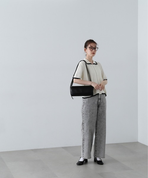 N.（N. Natural Beauty Basic）（エヌエヌナチュラルビューティーベーシック）の「◆バイカラーメッシュポロニットカーディガン（カーディガン/ボレロ・レディース・ホワイト系その他/ブラウン/バーガンディー・MEDIUM）」の11枚目の写真