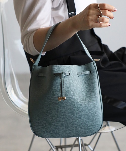 【グッシオベーシック】リボンミニトートバッグ　ショルダー付き