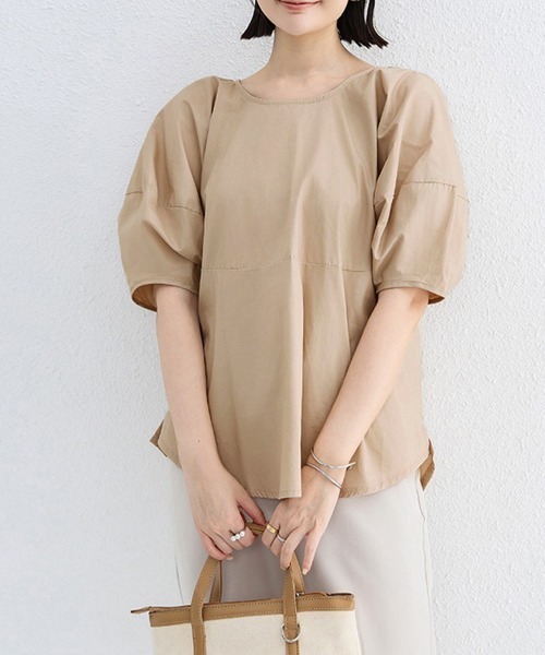 Miniministore(ミニミニストア)の「パフスリーブ ブラウス 半袖 レディース(シャツ/ブラウス・レディース・ベージュ/チャコールグレー/ライトベージュ・FREE)」の3枚目の写真
