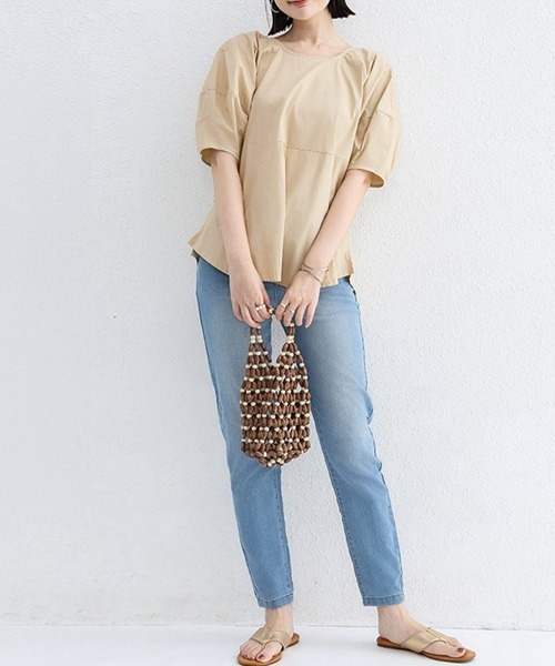 Miniministore(ミニミニストア)の「パフスリーブ ブラウス 半袖 レディース(シャツ/ブラウス・レディース・ベージュ/チャコールグレー/ライトベージュ・FREE)」の14枚目の写真