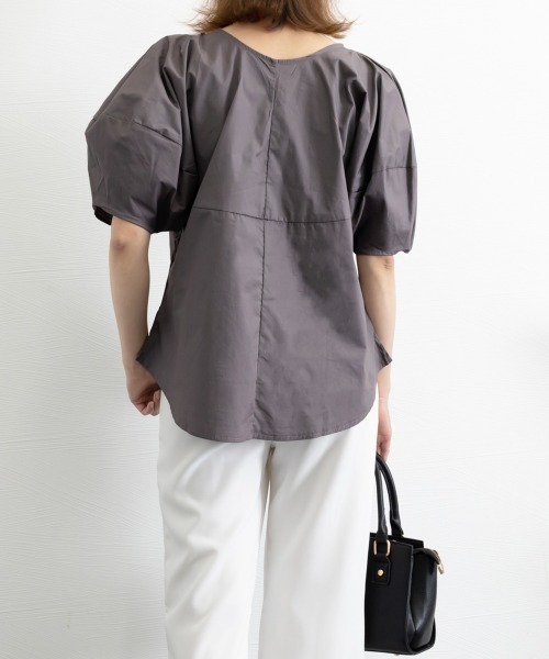 Miniministore(ミニミニストア)の「パフスリーブ ブラウス 半袖 レディース(シャツ/ブラウス・レディース・ベージュ/チャコールグレー/ライトベージュ・FREE)」の17枚目の写真