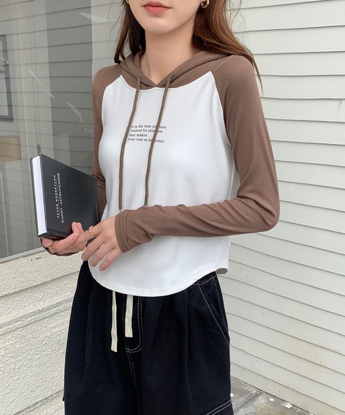 SHEPP(シープ)の「シンプルロゴ ラグランTパーカー(Tシャツ/カットソー・レディース・ブラック/ベージュ/グレー・XXL/XL/L/M)」の3枚目の写真