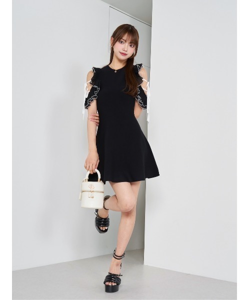 フリルリボンニットミニワンピース（ワンピース）｜Darich