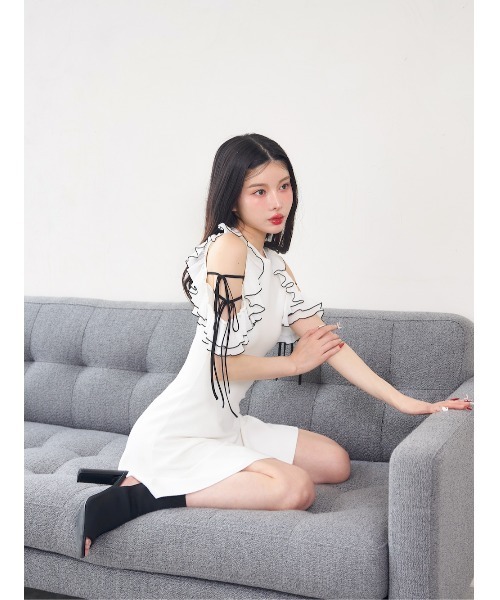 フリルリボンニットミニワンピース（ワンピース）｜Darich（ダーリッチ）