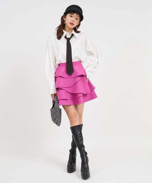 【セール】ティアードラッフルミニスカート（スカート）｜ROYAL PARTY（ロイヤルパーティー）