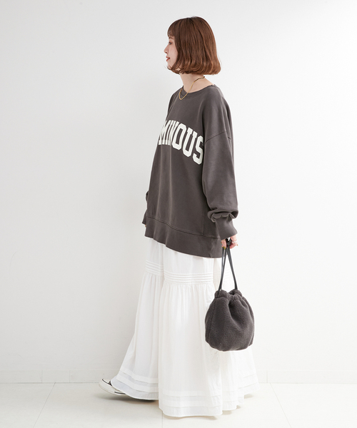 B.C STOCK(ベーセーストック)の「ピグメントビッグロゴスウェット(スウェット・レディース・ボルドー/サックスブルー/ブラック系その他/ベージュ・FREE)」の7枚目の写真