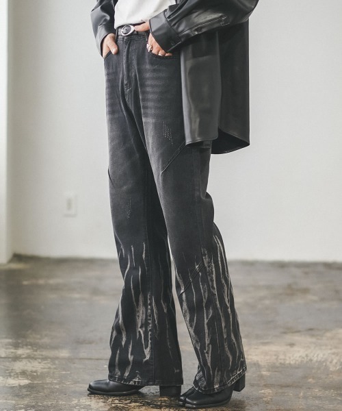 Shoowtime（ショウタイム）の「ヴィンテージメイクフレアデニムパンツ（デニムパンツ・メンズ・ブラック系/ブルー系・SMALL/LARGE/MEDIUM）」の3枚目の写真