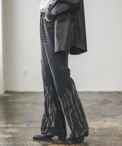 Shoowtime（ショウタイム）の「ヴィンテージメイクフレアデニムパンツ（デニムパンツ・メンズ・ブラック系/ブルー系・SMALL/LARGE/MEDIUM）」の5枚目の写真