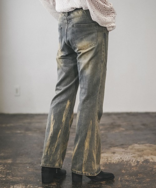 Shoowtime（ショウタイム）の「ヴィンテージメイクフレアデニムパンツ（デニムパンツ・メンズ・ブラック系/ブルー系・SMALL/LARGE/MEDIUM）」の12枚目の写真